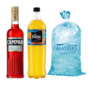 Campari Milano Italia +Frugos Naranja 1.5L + Hielo 1.5kg