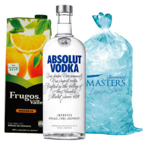 Absolut + Frugos Naranja 1.5L + Hielo 1.5kg