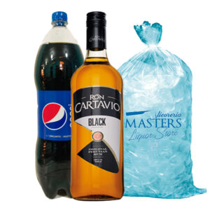 Cartavio Black 1L + Pepsi 2L + Hielo 1.5kg