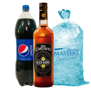 Cartavio Black Barrel + Pepsi 2L + Hielo 1.5kg