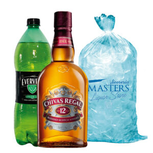 Chivas Regal 12 años + Evervess 1.5L + Hielo 1.5kg