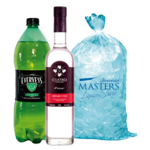 Cuatro Gallos Acholado + Evervess 1.5L + Hielo 1.5kg