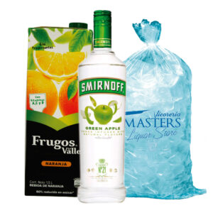 Smirnoff Manzana + Jugo de naranja 1.5L + Hielo 1.5kg